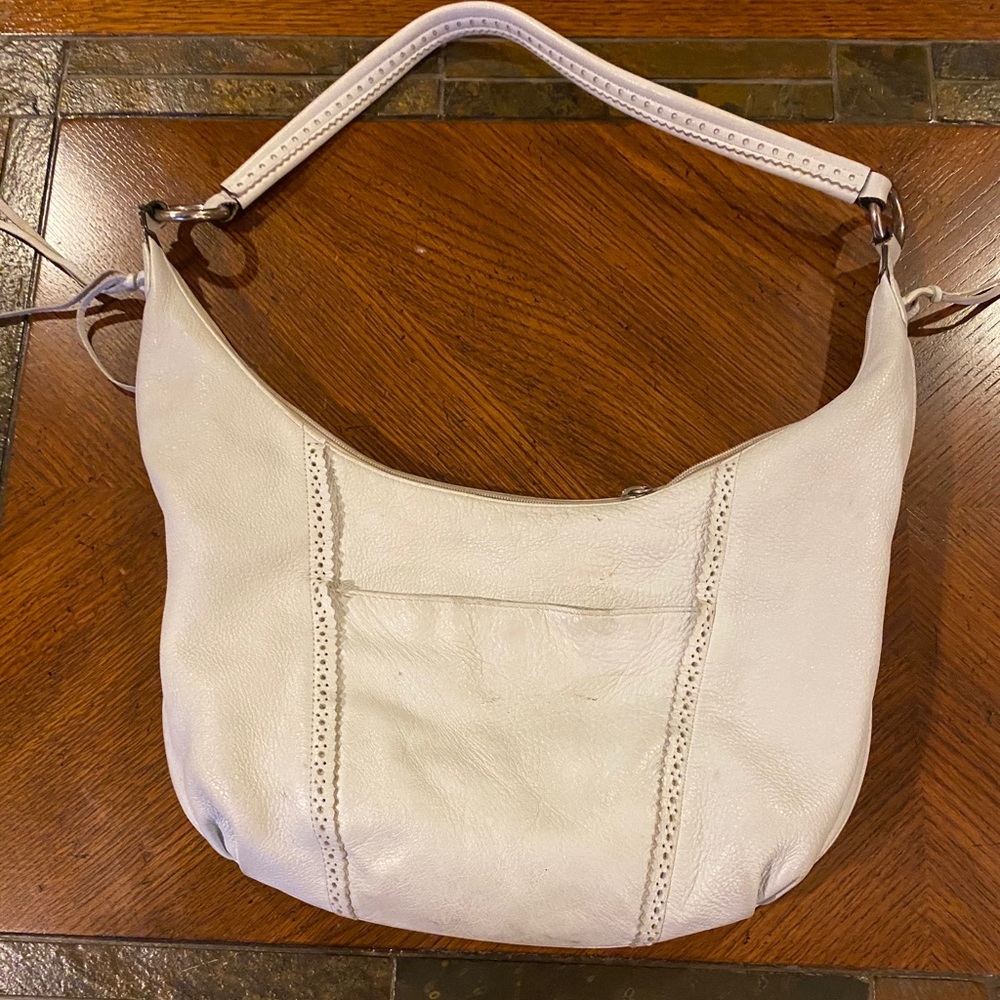 White leather hobo bag